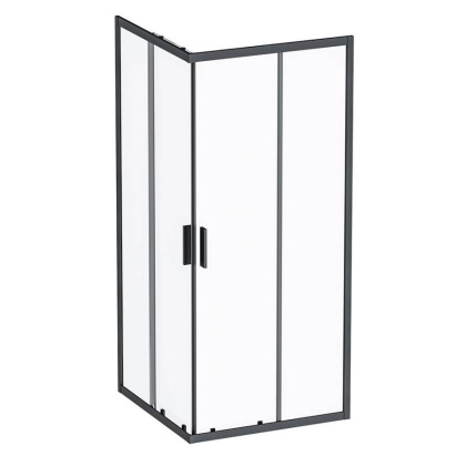 W93G-403-090BT Душевое ограждение Gem S Square Slide 90x90 стекло прозрачное, профиль Черный матовый