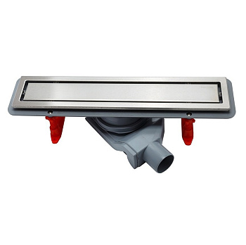 13100001 Линейный трап CONFLUO PREMIUM LINE двухсторонняя модель Исполнение: матовый хром без перфорации/полая под плитку, рамка - матовый хром 