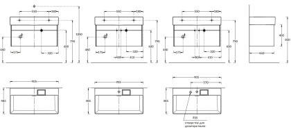 Тумба LOGICA подвесная 2 ящика 90 см, стальной серый LO.90.2\ST
