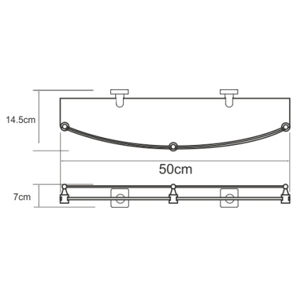 Полка стеклянная Dill, 50х7х14,5 см, хром, K-3944