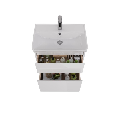 Тумба Lemark COMBI 60см под 1 раковину, подвесная/напольная, 2 ящика, цвет корпуса, фасада: Белый глянец Тумба Lemark COMBI 60см под 1 раковину, подвесная/напольная, 2 ящика, цвет корпуса, фасада: Белый глянец