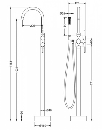 Смеситель Timo Saona 2300/00Y-CR напольный, хром Смеситель Timo Saona 2300/00Y-CR напольный, хром