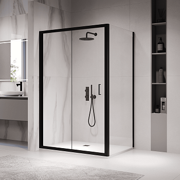 Душевой уголок  70*100*190 RGW PA-142B (PA-21B + Z-050-5B) Прямоуг./Чёрный/Прозрачное/5 мм