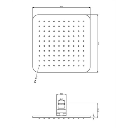 Верхний душ OMNIRES 20х20 см WG220/OCRB (хром/белый)