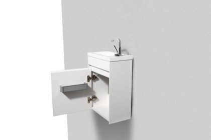 Тумба с раковиной подвесная с дверкой BelBagno PIETRA MINI 40-R Bianco Lucido, раковина белая