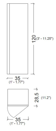 Пенал Vallessi 120*35*28,5cm Антрацит матовый 836-A matt Boheme