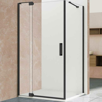 Душевой уголок Extra VSR-1E111290CLB, 1100/1200*900, черный, стекло прозрачное