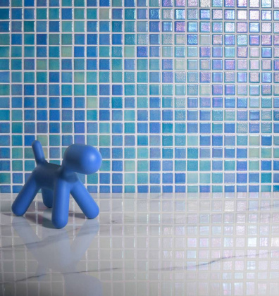 Стеклянная мозаика MIX BLUE 551/552, Shell