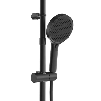 Душевая колонна FONTE на 3 потока с пов.изливом с термостатическим смесителем, черный матовый