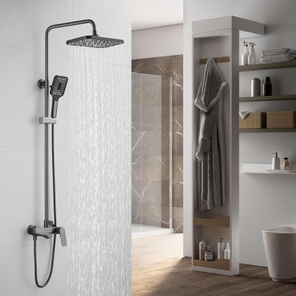 Душевая система Shevanik, латунь S9136T оружейная сталь