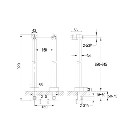 Универсальные ножки для смесителя OMNIRES 8819GL (золото)