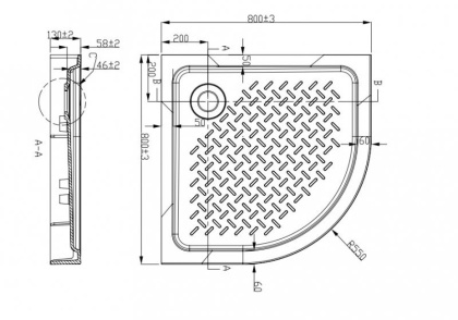 CZR-02-90 Сифон для акриловых и SMC поддонов с гидрозатвором универсальный диаметр 90 мм Размер:228х120х83 