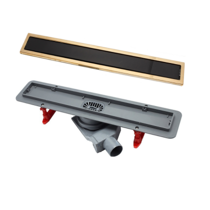 13100097 Линейный трап Confluo Premium Black Glass Line 650 Gold Исполнение: Чёрное стекло, рамка - позолота 24К 