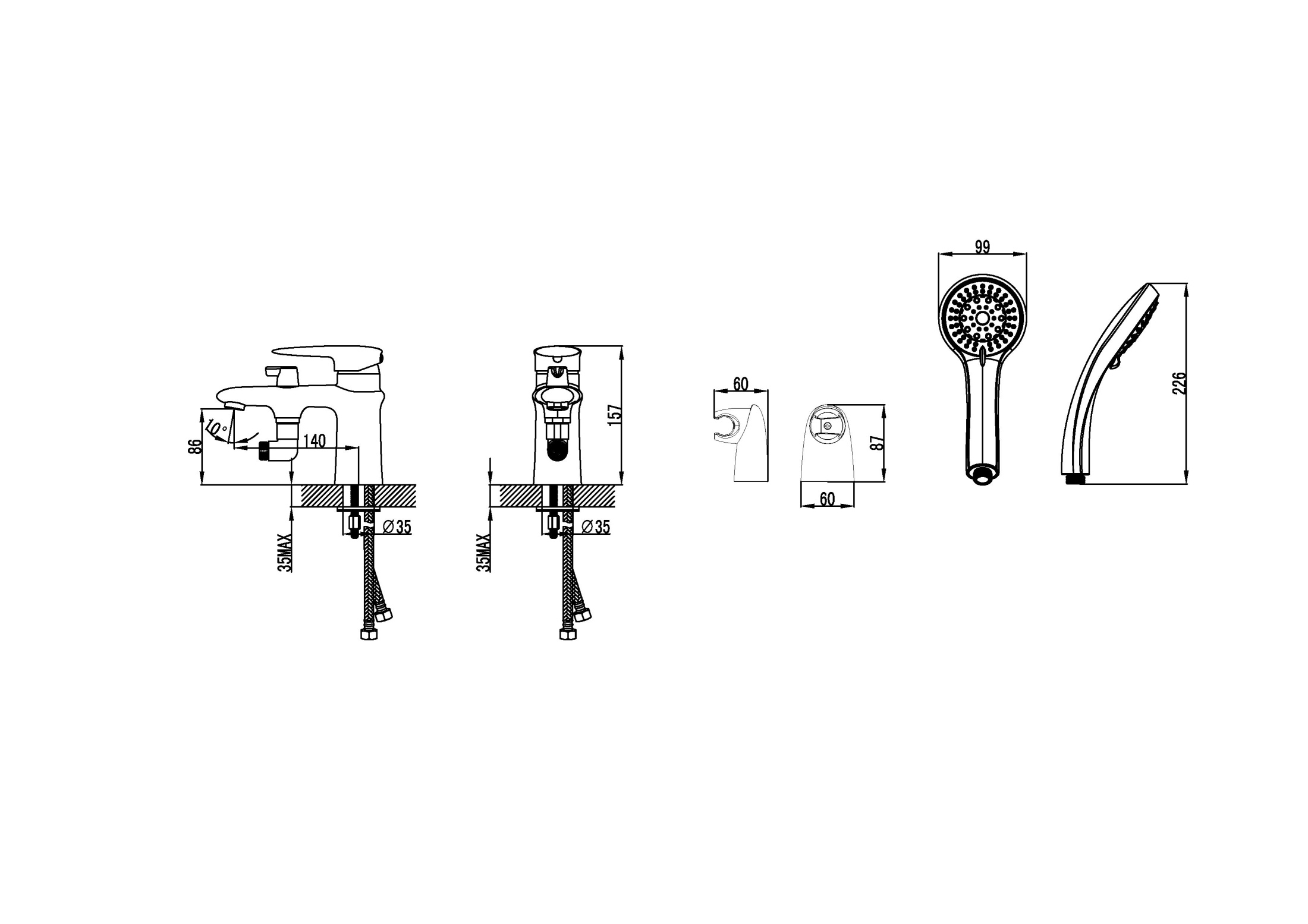 Смеситель Lemark Status LM4415C на борт ванны