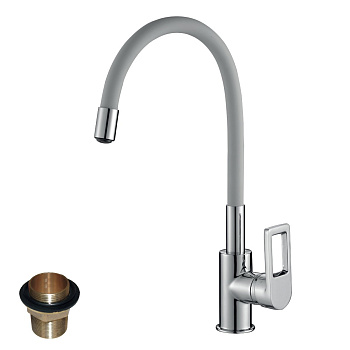 Смеситель Rossinka Z35-35U-Gray для кухни с гибким цветным изливом Смеситель Rossinka Z35-35U-Gray для кухни с гибким цветным изливом