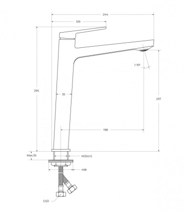 ARDENTE Смеситель для накладной раковины без донного клапана, хром ARDENTE-LMC-CRM-W0