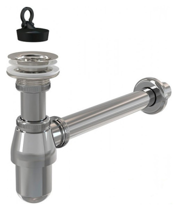 Сифон для умывальника DN32 с донным клапаном 5/4", металл