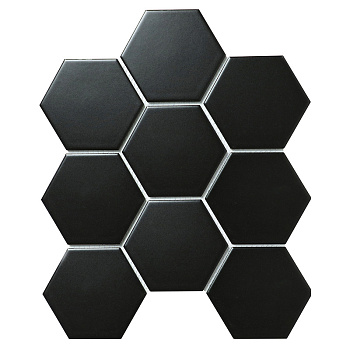 Керамическая мозаика, Hexagon Big Black Matt 95x110, Geometry Керамическая мозаика, Hexagon Big Black Matt 95x110, Geometry