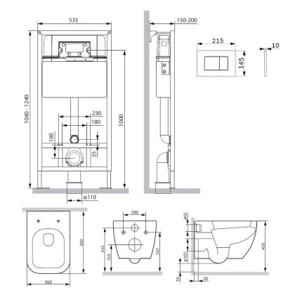 IS70251.901701 Инсталляция с клавишей ProC S глянец. Хром с подвесным унитазом Gem FlashClean с сид м/лифт