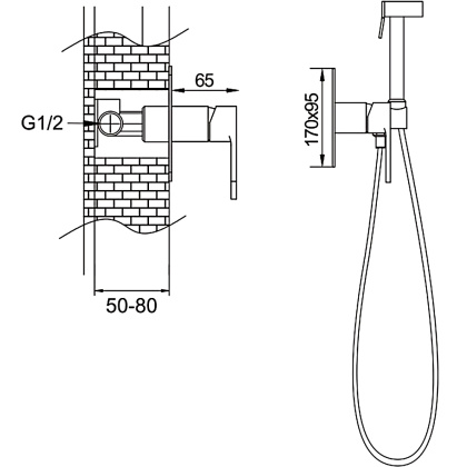 Гигиенический душ со смесителем Rose R255, хром Гигиенический душ со смесителем Rose R255, хром