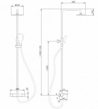Душевая стойка ABBER Thermostat AF8516 с термостатом и изливом, хром Душевая стойка ABBER Thermostat AF8516 с термостатом и изливом, хром
