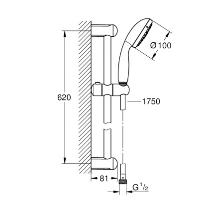 Душевой гарнитур Grohe Tempesta New 100 27794001 хром Душевой гарнитур Grohe Tempesta New 100 27794001 хром