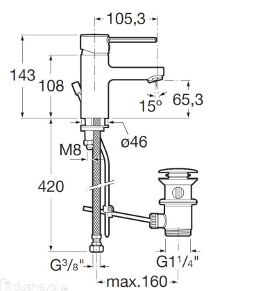 Смеситель для раковины ROCA Targa 75A3060C0M Смеситель для раковины ROCA Targa 75A3060C0M