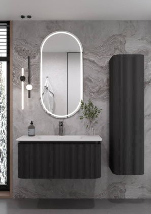 OVALE 1 полка рифленая 100CM АНТРАЦИТ тумба + раковина OV1110101-100 Boheme