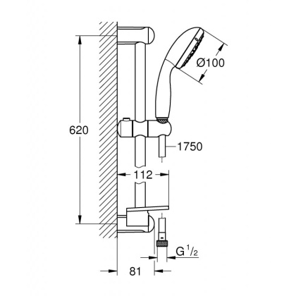 Душевой гарнитур Grohe Tempesta New 100 27927001 хром Душевой гарнитур Grohe Tempesta New 100 27927001 хром