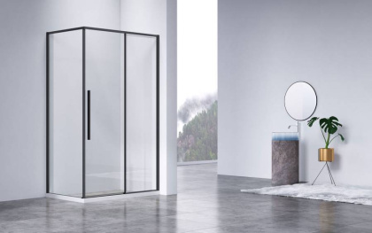 Душевой уголок Slim-N VSR-4SN8011CLB, 1100*800, черный, стекло прозрачное