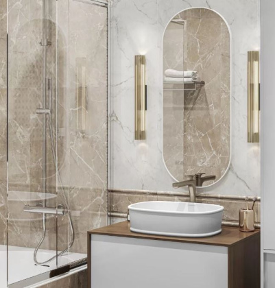 Бордюр Серенада бежевый тёмный глянцевый обрезной 30x12x1,3