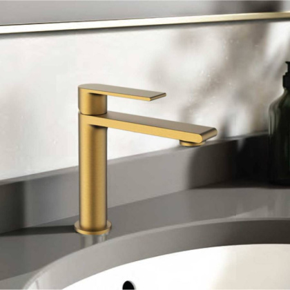 Смеситель для раковины Vogue VBF-1V1BG однорычажный, брашированное золото Смеситель для раковины Vogue VBF-1V1BG однорычажный, брашированное золото