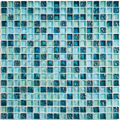 Мозаика стеклянная с камнем Sea Drops (чип 8*15*15) 300*300 (11шт/0.99м2), м2 Мозаика стеклянная с камнем Sea Drops (чип 8*15*15) 300*300 (11шт/0.99м2), м2