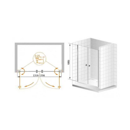 ELENA-W-B-2-140-P-Cr Душевая дверь