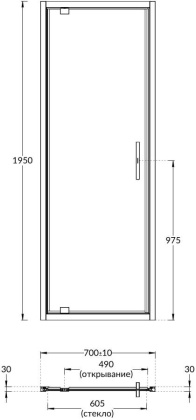 Душевая дверь vetro, распашная, 70х195, хром