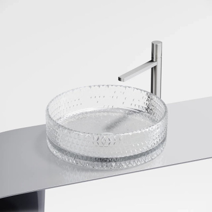 Умывальник чаша накладная круглая (прозрачная) Cristal 360*360*112мм