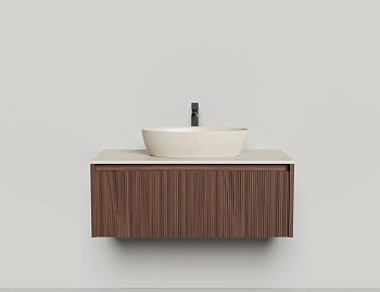 Подвесная тумба Domino 1000, шпон, фрезерованный фасад