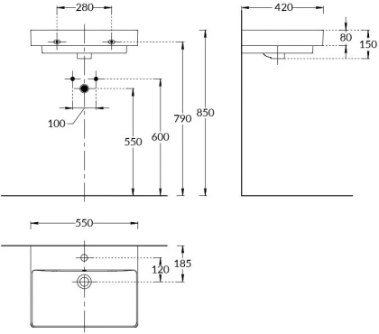 Раковина PRO мебельная\подвесная 55, белая глянцевая
