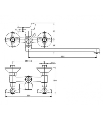 Смеситель для ванны/душа Agger Retro-X A1721188 с душевым набором Смеситель для ванны/душа Agger Retro-X A1721188 с душевым набором