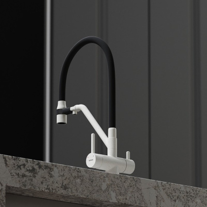 Смеситель для кухни SANCOS Dora с возможностью подключения фильтра для воды, цвет белый гранит, арт. SC4003GR