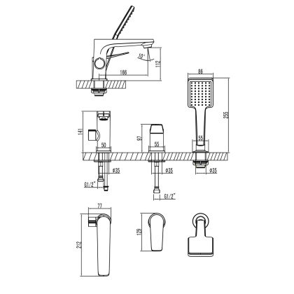 Смеситель Lemark Bronx LM3745GM на борт ванны Смеситель Lemark Bronx LM3745GM на борт ванны