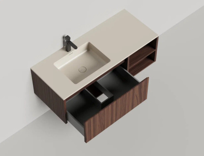 Подвесная тумба Domino 1200, шпон Onda Plus, с открытой полкой