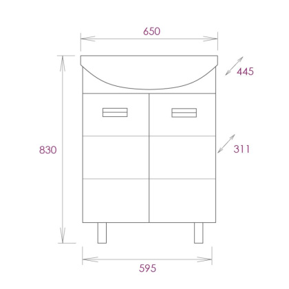 Тумба Onika Балтика 65 напольная, белая (ум. Балтика 65/ум. Элеганс 65)