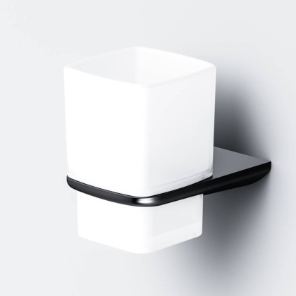 Стеклянный стакан Inspire V2.0 с настенным держателем, 10х7,5х10 см, черный, A50A34322