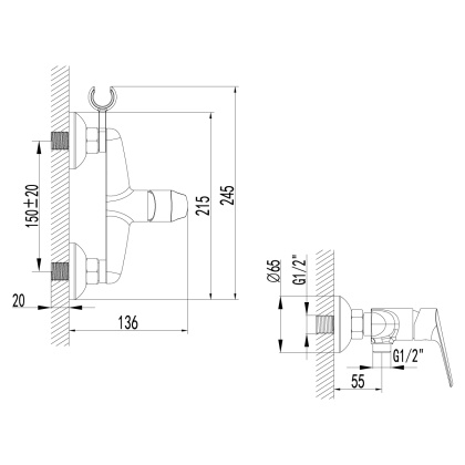 Смеситель  Lemark Partner LM6559C  для душа Смеситель  Lemark Partner LM6559C  для душа