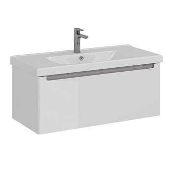 Тумба Lemark BUNO MINI 100см под 1 раковину, подвесная,1 ящик, цвет корпуса, фасада: Белый глянец