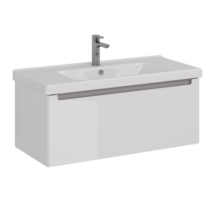 Тумба Lemark BUNO MINI 100см под 1 раковину, подвесная,1 ящик, цвет корпуса, фасада: Белый глянец
