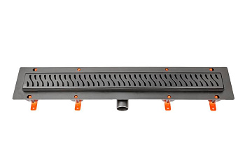 Душевой лоток 75 см Creto Zigzag CRE-750 ZB с решеткой, черный