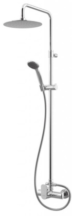 CZR-B-CDA-01 Душевая стойка телескопическая со смесителем, с верхним и ручным душем, верхний душ диаметр 230 мм из ABC Исполнение: Хром 