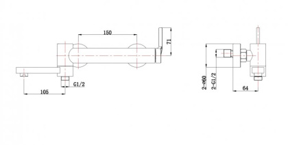 ETN-VASM-IN Смеситель для ванны и душа с поворотным изливом Исполнение: Сатин  ETN-VASM-IN Смеситель для ванны и душа с поворотным изливом Исполнение: Сатин